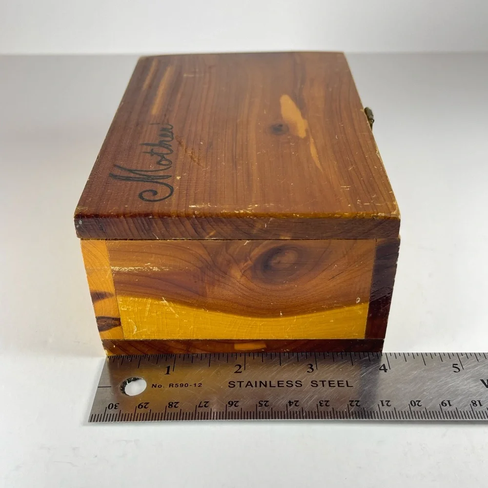 Vintage wooden cedar “Mother” jewelry box